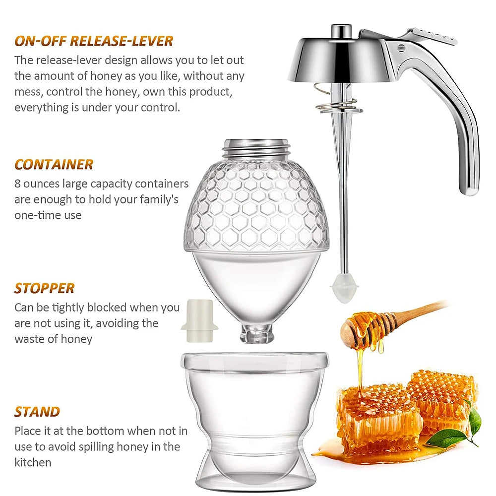 No-Drip Honey Dispenser with Stand