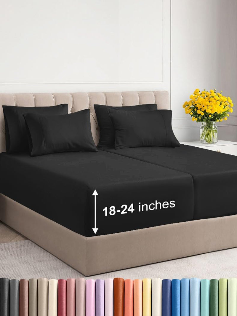 Premium 6-Piece King Sheet Set – Extra Deep Pockets, Cooling Comfort & Wrinkle-Free Softness