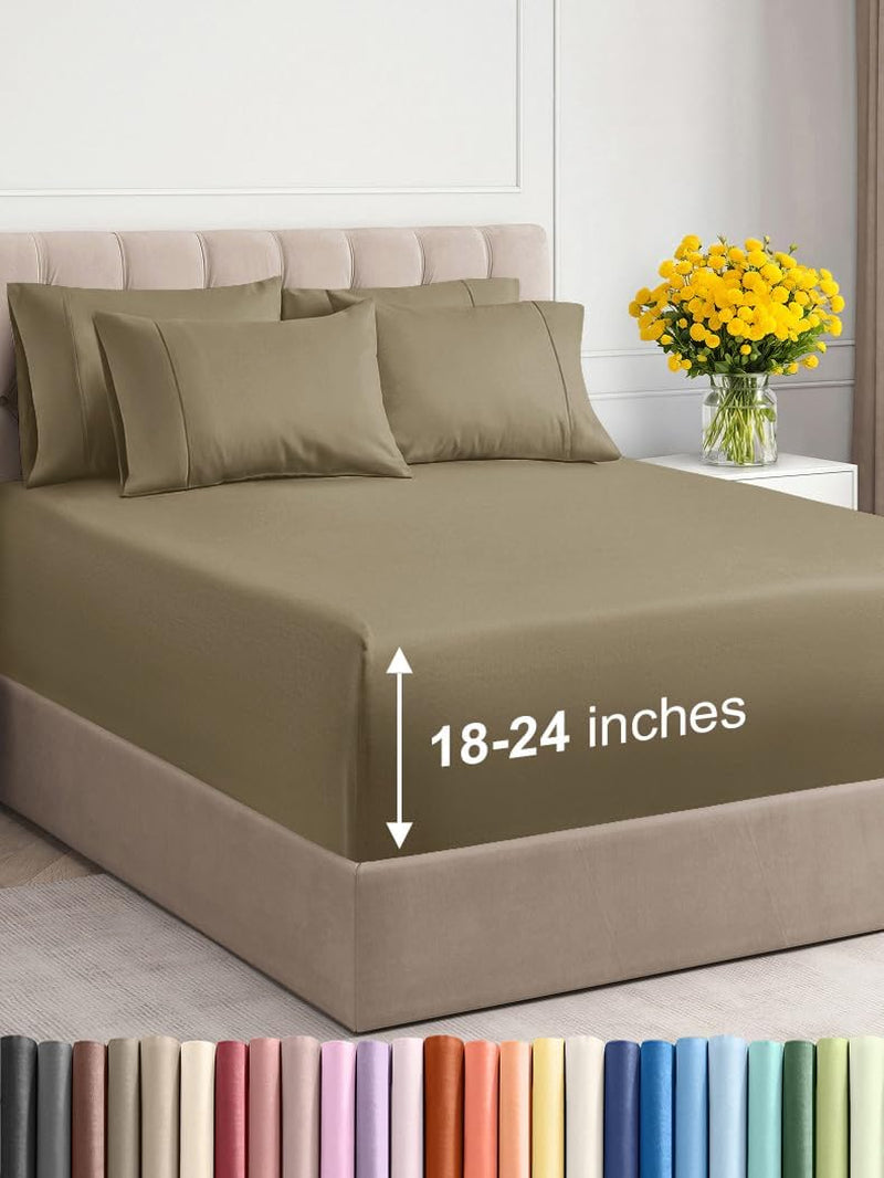 Premium 6-Piece King Sheet Set – Extra Deep Pockets, Cooling Comfort & Wrinkle-Free Softness