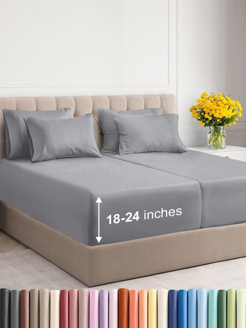 Premium 6-Piece King Sheet Set – Extra Deep Pockets, Cooling Comfort & Wrinkle-Free Softness