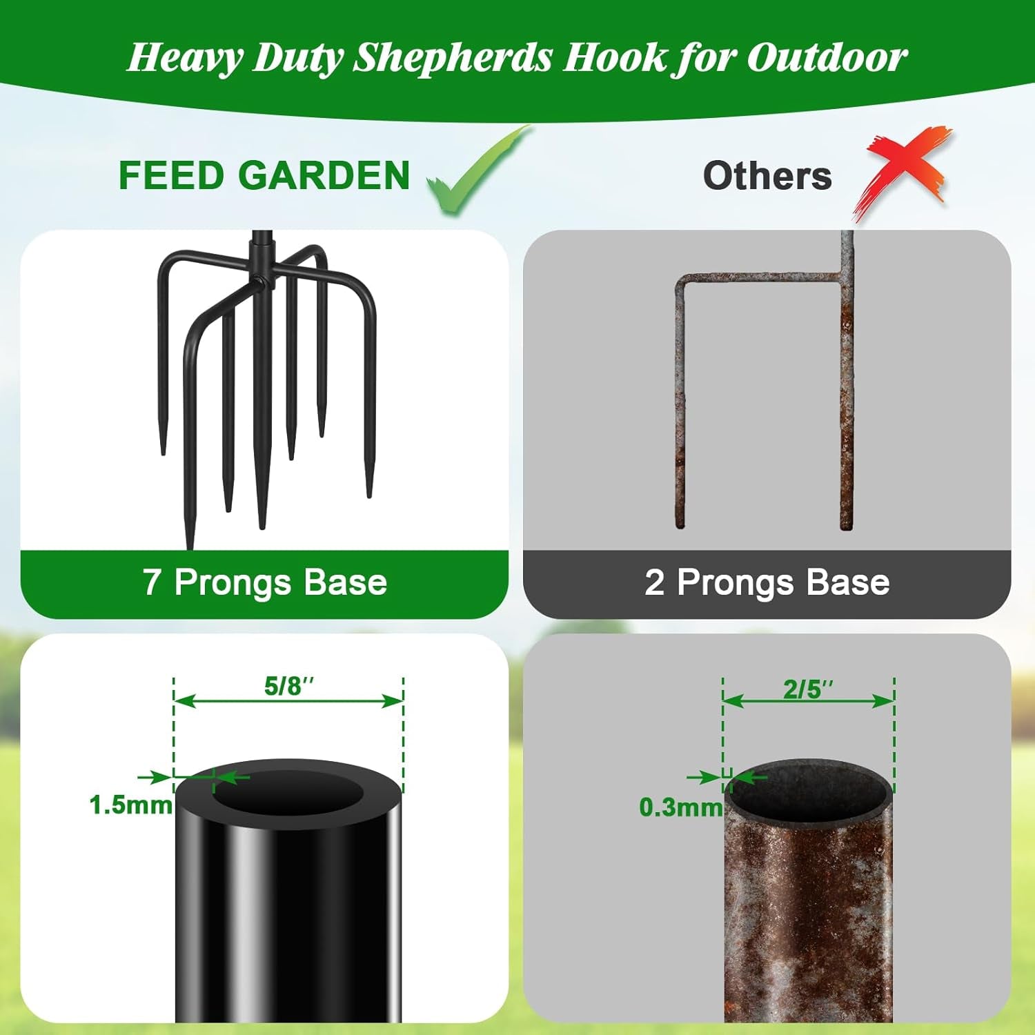 Adjustable Shepherd’s Hook with 7-Prong Base