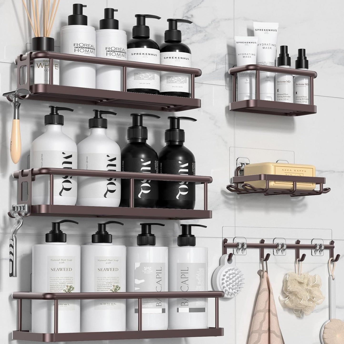 Rustproof Shower Caddy Set – 6 Pack