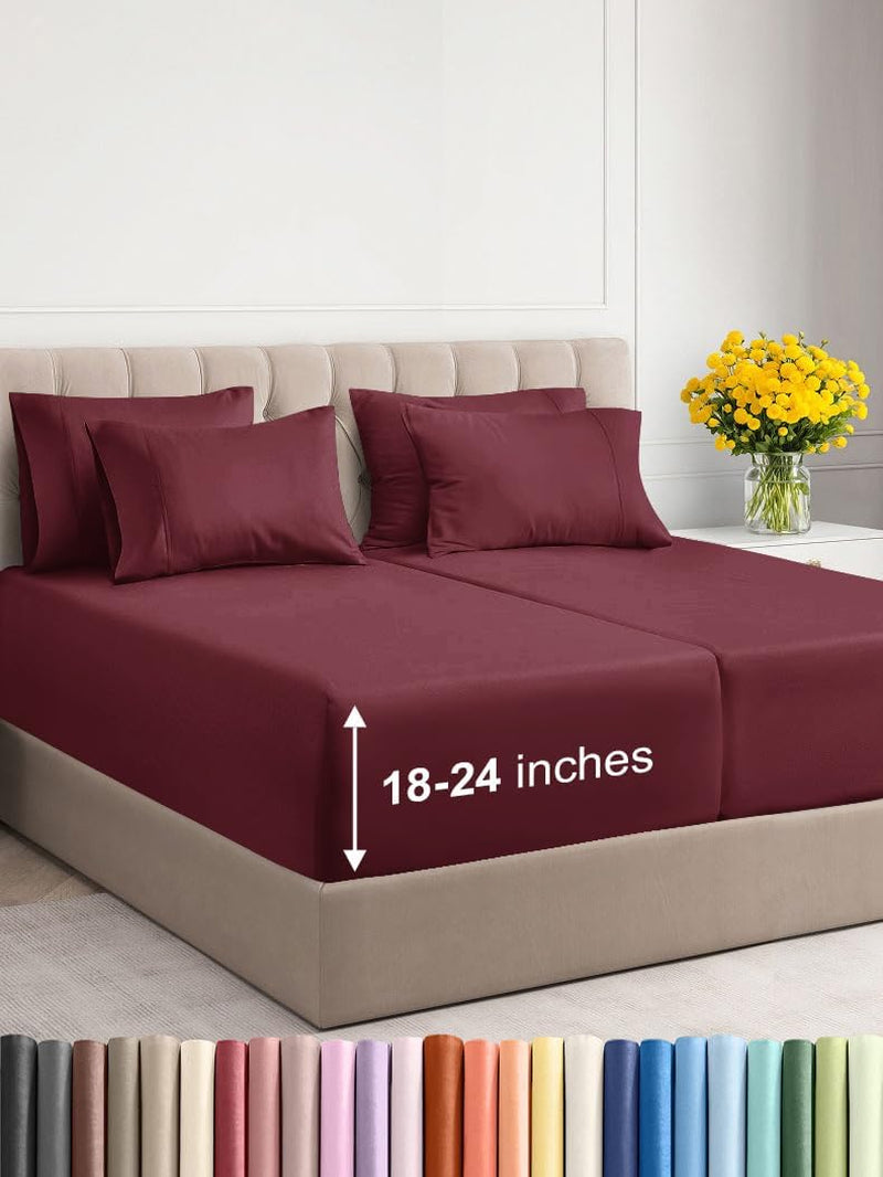 Premium 6-Piece King Sheet Set – Extra Deep Pockets, Cooling Comfort & Wrinkle-Free Softness