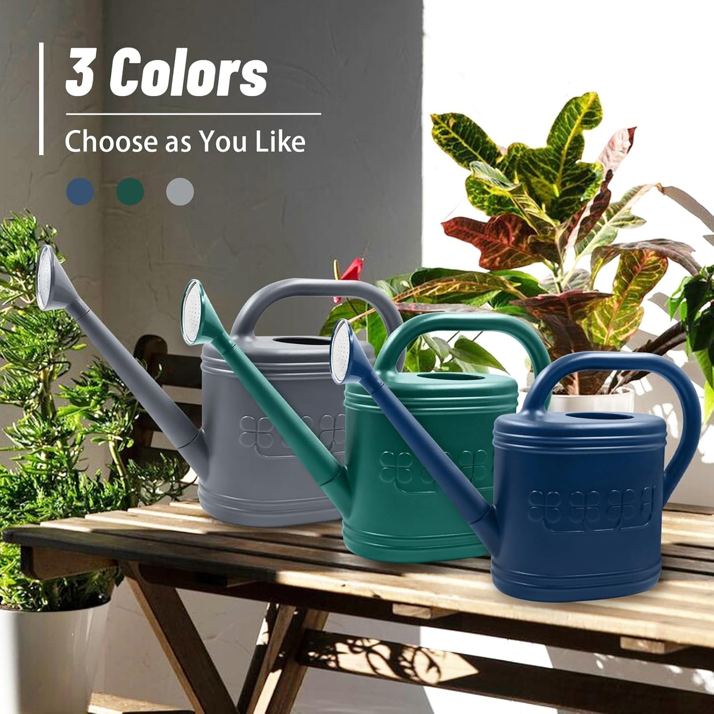 2 Gallon Outdoor Watering Can with Long Spout