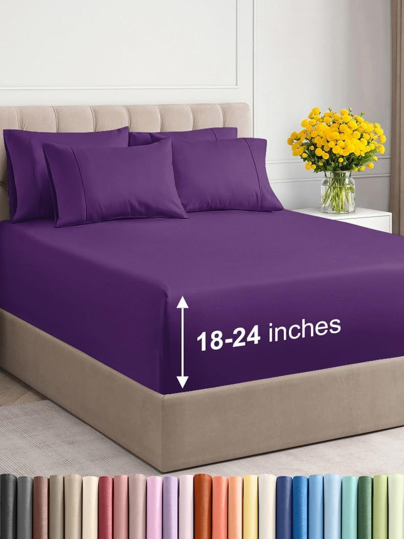 Premium 6-Piece King Sheet Set – Extra Deep Pockets, Cooling Comfort & Wrinkle-Free Softness