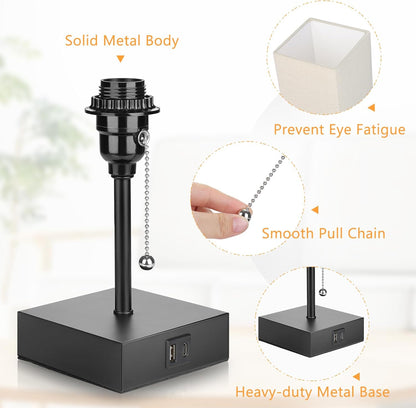 Bedside Table Lamp with USB Ports