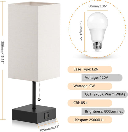 Bedside Table Lamp with USB Ports