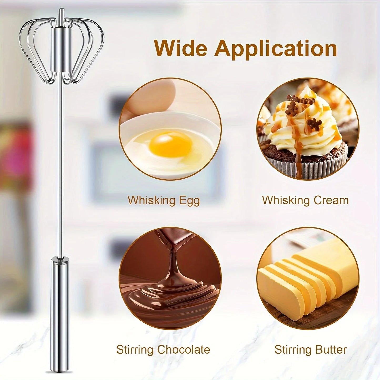 Semi-Automatic Stainless Steel Egg Beater