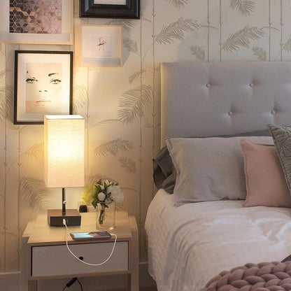Bedside Table Lamp with USB Ports