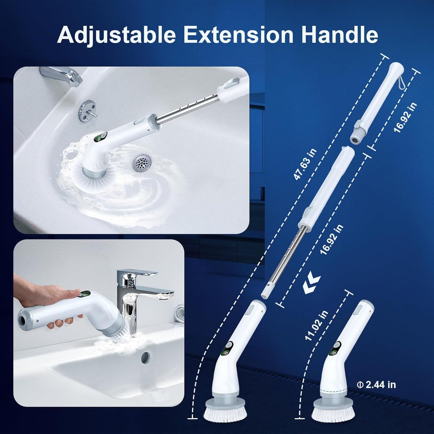 Electric Spin Scrubber with Dual Speed & 6 Heads