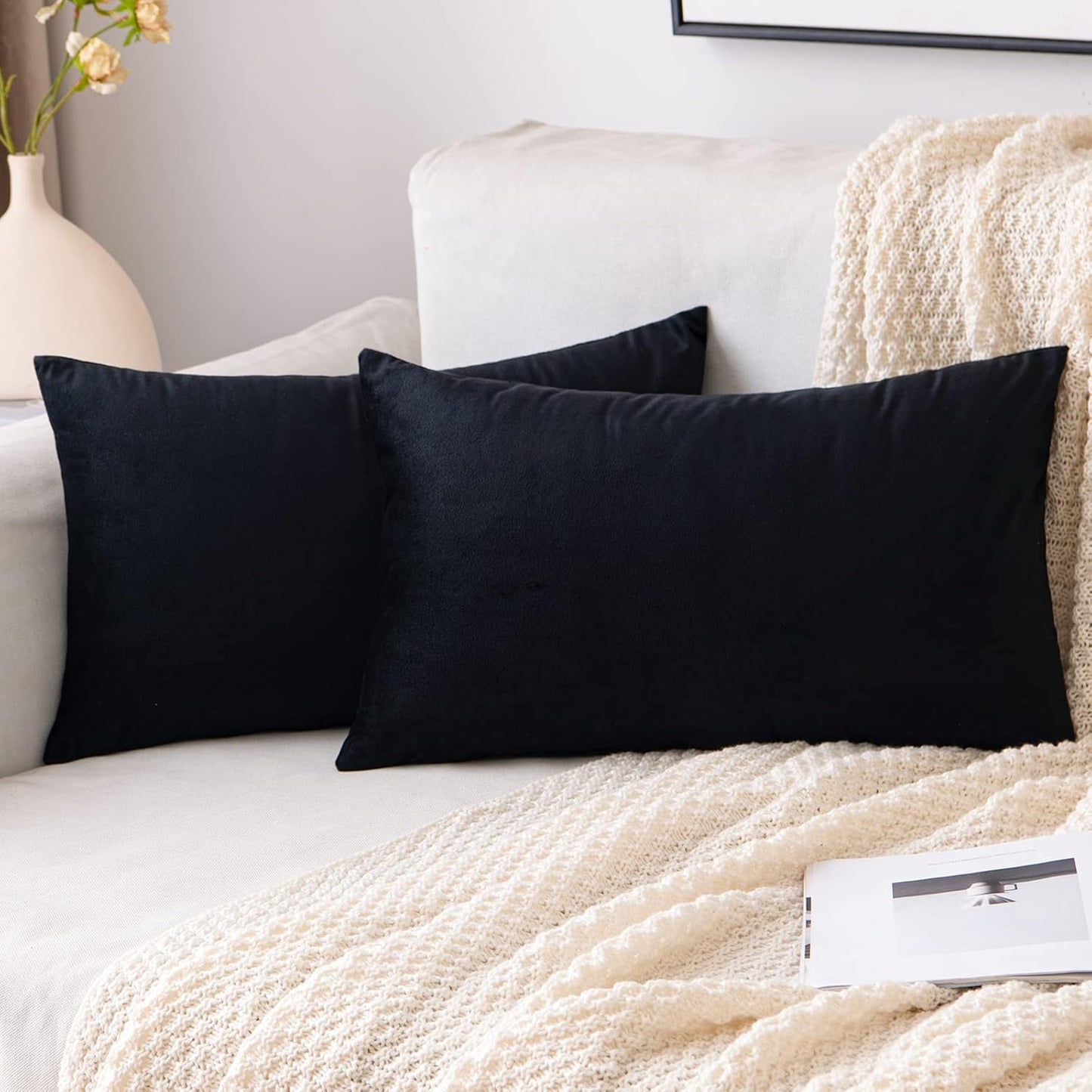 2 Premium Velvet Pillow Covers – Soft & Stylish Cushion Cases for Sofa, Bed & Car