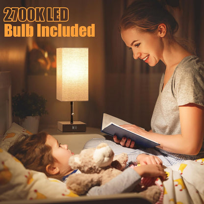 Bedside Table Lamp with USB Ports