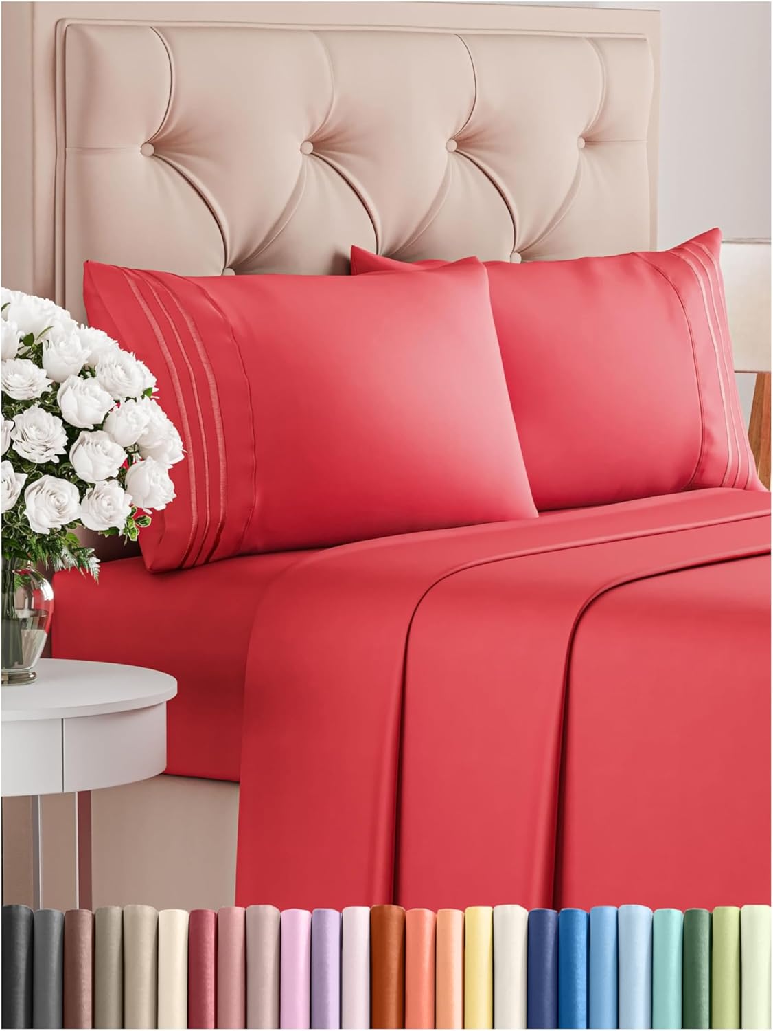 Premium Full Size 4-Piece Sheet Set – Ultra-Soft, Cooling & Wrinkle-Free Bedding with Deep Pockets