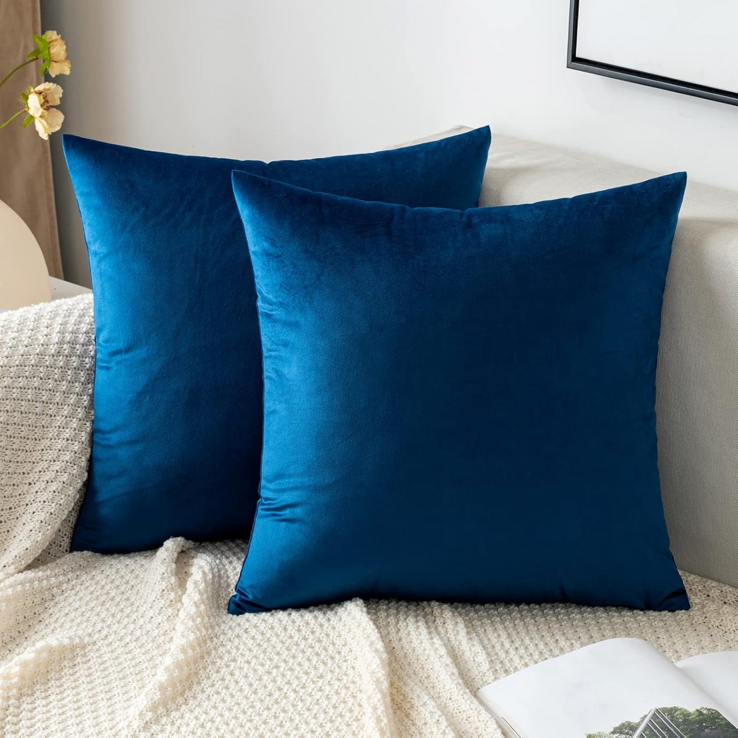 2 Premium Velvet Pillow Covers – Soft & Stylish Cushion Cases for Sofa, Bed & Car