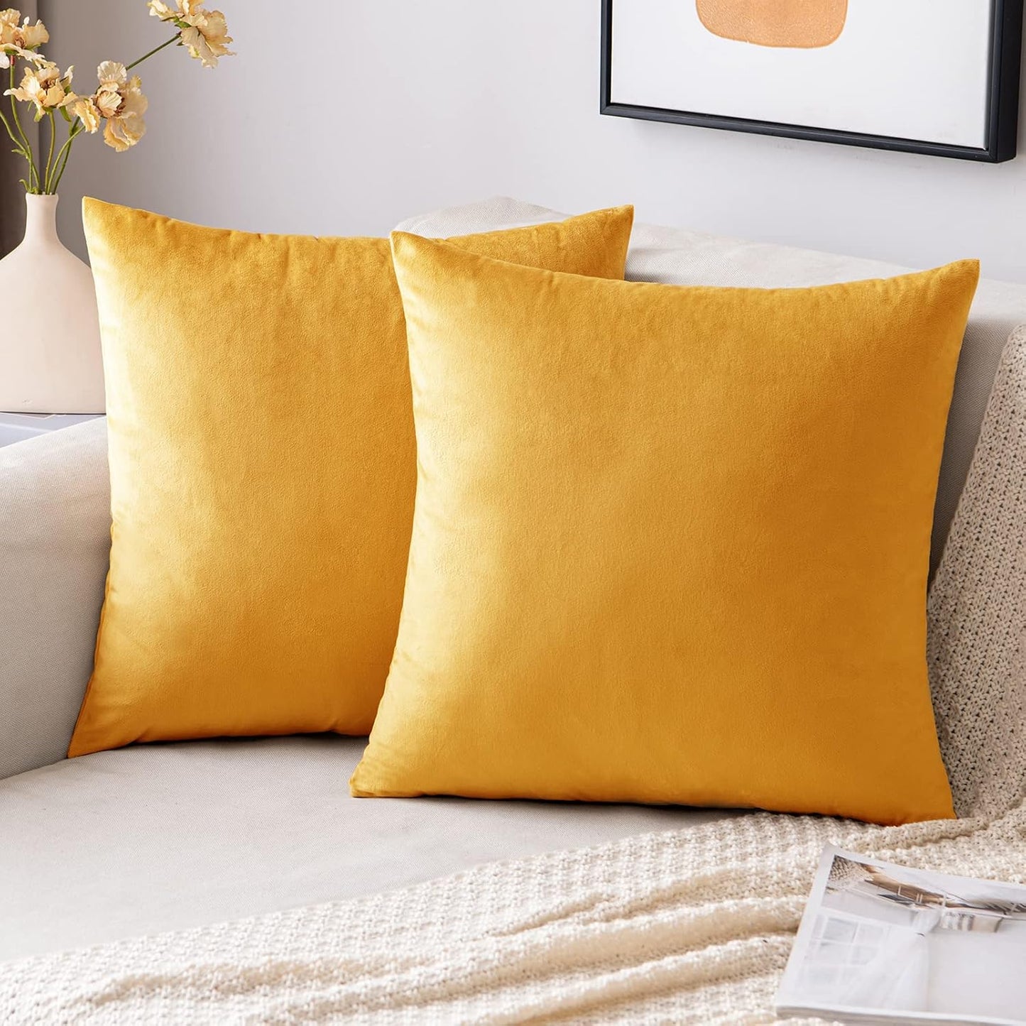2 Premium Velvet Pillow Covers – Soft & Stylish Cushion Cases for Sofa, Bed & Car