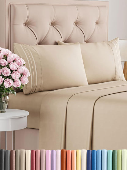 Premium Full Size 4-Piece Sheet Set – Ultra-Soft, Cooling & Wrinkle-Free Bedding with Deep Pockets