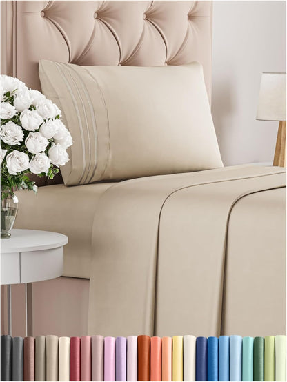 Premium Full Size 4-Piece Sheet Set – Ultra-Soft, Cooling & Wrinkle-Free Bedding with Deep Pockets