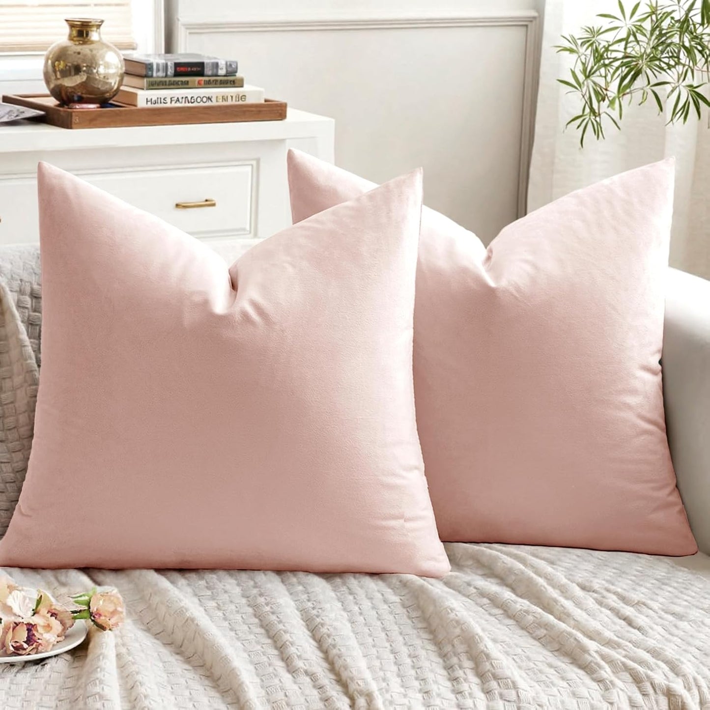 2 Premium Velvet Pillow Covers – Soft & Stylish Cushion Cases for Sofa, Bed & Car