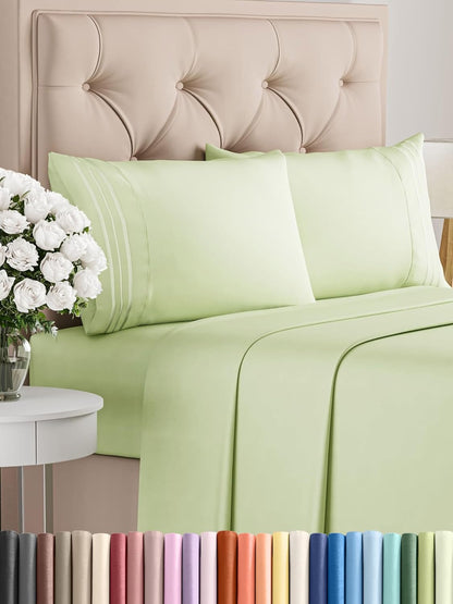 Premium Full Size 4-Piece Sheet Set – Ultra-Soft, Cooling & Wrinkle-Free Bedding with Deep Pockets