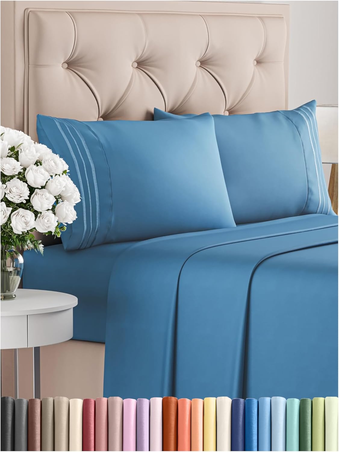 Premium Full Size 4-Piece Sheet Set – Ultra-Soft, Cooling & Wrinkle-Free Bedding with Deep Pockets