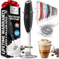 Powerful Milk Frother Wand with 2 Duracell Batteries - Ultra Fast Handheld Drink Mixer - Electric Whisk Foam Maker for Coffee, Lattes, Cappuccino, Matcha, Hot Chocolate & Creamer - Black