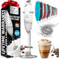 Powerful Milk Frother Wand with 2 Duracell Batteries - Ultra Fast Handheld Drink Mixer - Electric Whisk Foam Maker for Coffee, Lattes, Cappuccino, Matcha, Hot Chocolate & Creamer - Black