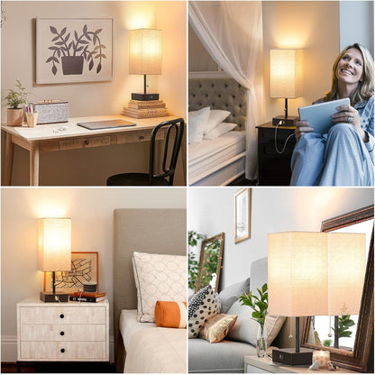 Bedside Table Lamp with USB Ports