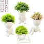 Ceramic Human-Shaped Pots with Faux Succulents