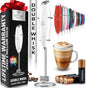 Powerful Milk Frother Wand with 2 Duracell Batteries - Ultra Fast Handheld Drink Mixer - Electric Whisk Foam Maker for Coffee, Lattes, Cappuccino, Matcha, Hot Chocolate & Creamer - Black