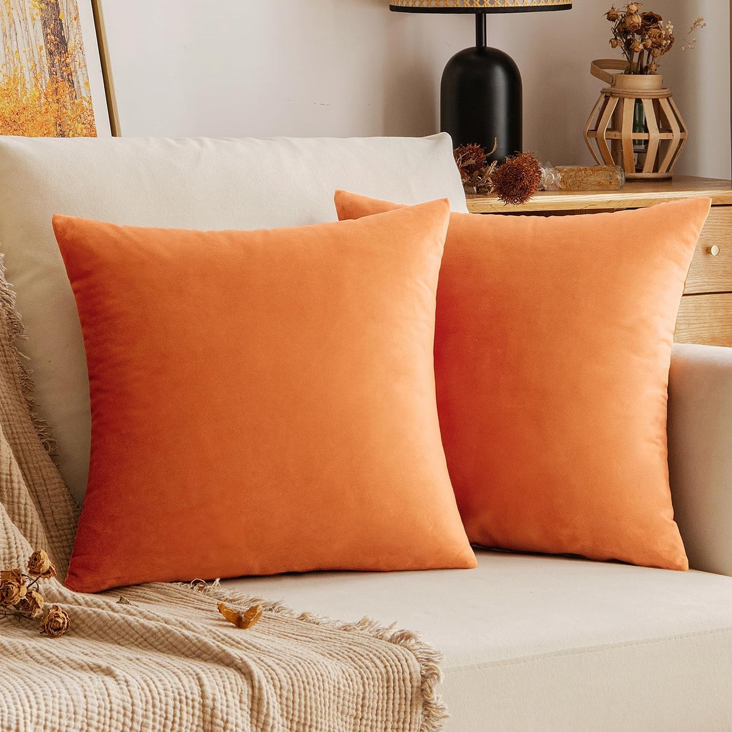 2 Premium Velvet Pillow Covers – Soft & Stylish Cushion Cases for Sofa, Bed & Car