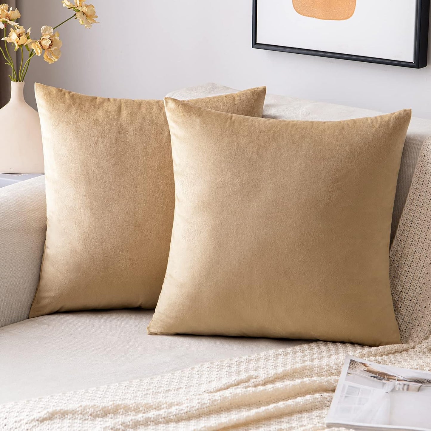 2 Premium Velvet Pillow Covers – Soft & Stylish Cushion Cases for Sofa, Bed & Car