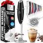 Powerful Milk Frother Wand with 2 Duracell Batteries - Ultra Fast Handheld Drink Mixer - Electric Whisk Foam Maker for Coffee, Lattes, Cappuccino, Matcha, Hot Chocolate & Creamer - Black