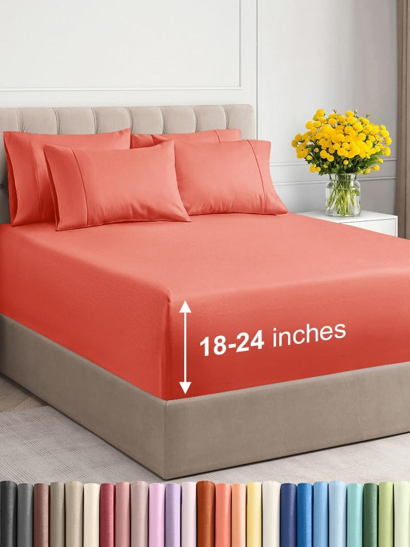 Premium 6-Piece King Sheet Set – Extra Deep Pockets, Cooling Comfort & Wrinkle-Free Softness