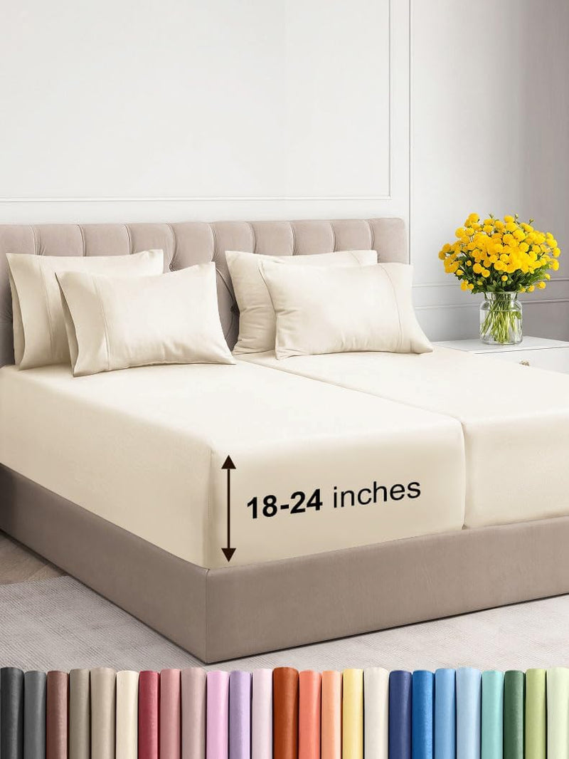 Premium 6-Piece King Sheet Set – Extra Deep Pockets, Cooling Comfort & Wrinkle-Free Softness