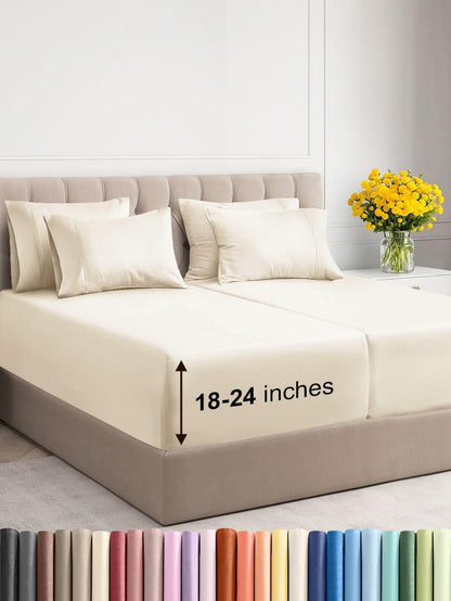Premium 6-Piece King Sheet Set – Extra Deep Pockets, Cooling Comfort & Wrinkle-Free Softness