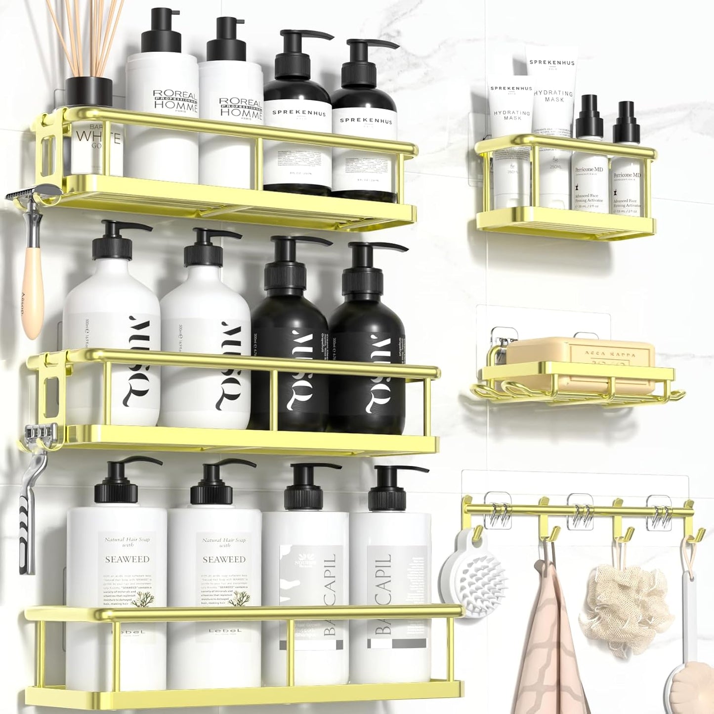 Rustproof Shower Caddy Set – 6 Pack