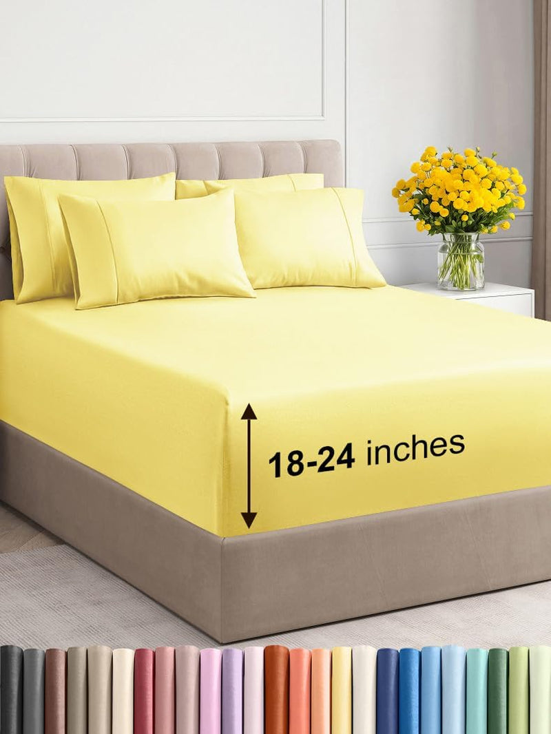 Premium 6-Piece King Sheet Set – Extra Deep Pockets, Cooling Comfort & Wrinkle-Free Softness