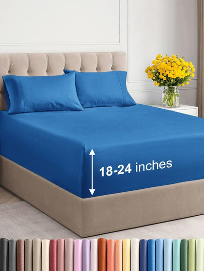Premium 6-Piece King Sheet Set – Extra Deep Pockets, Cooling Comfort & Wrinkle-Free Softness