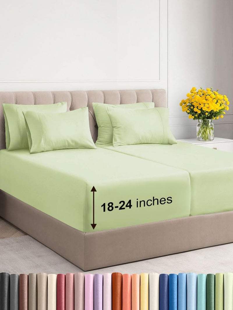 Premium 6-Piece King Sheet Set – Extra Deep Pockets, Cooling Comfort & Wrinkle-Free Softness