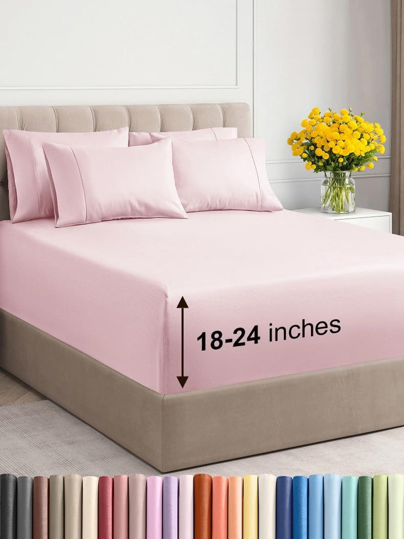 Premium 6-Piece King Sheet Set – Extra Deep Pockets, Cooling Comfort & Wrinkle-Free Softness