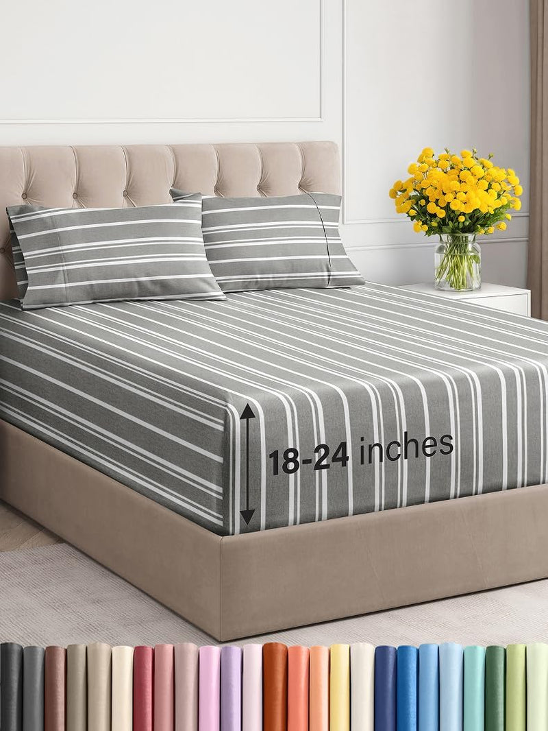 Premium 6-Piece King Sheet Set – Extra Deep Pockets, Cooling Comfort & Wrinkle-Free Softness
