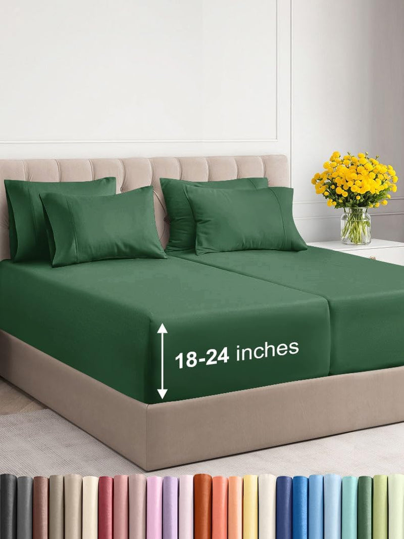 Premium 6-Piece King Sheet Set – Extra Deep Pockets, Cooling Comfort & Wrinkle-Free Softness