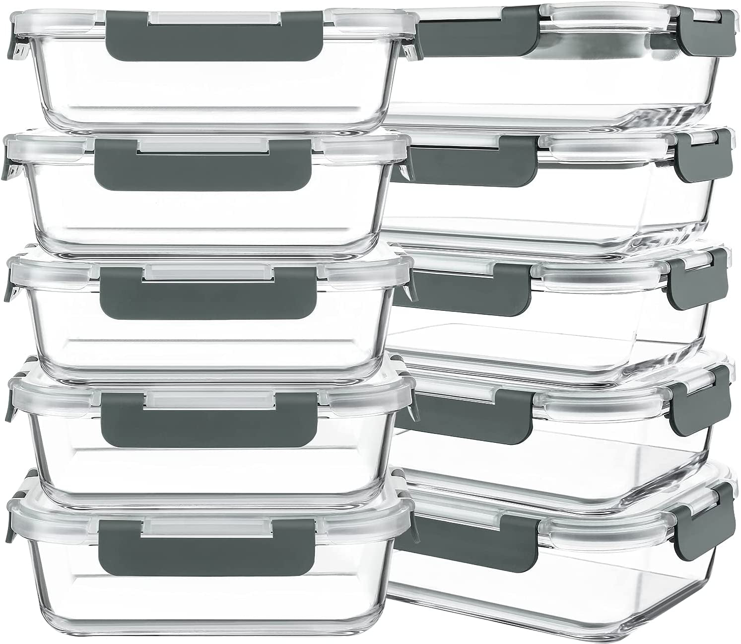 Glass Meal Prep Containers – 30oz, 10 Pack