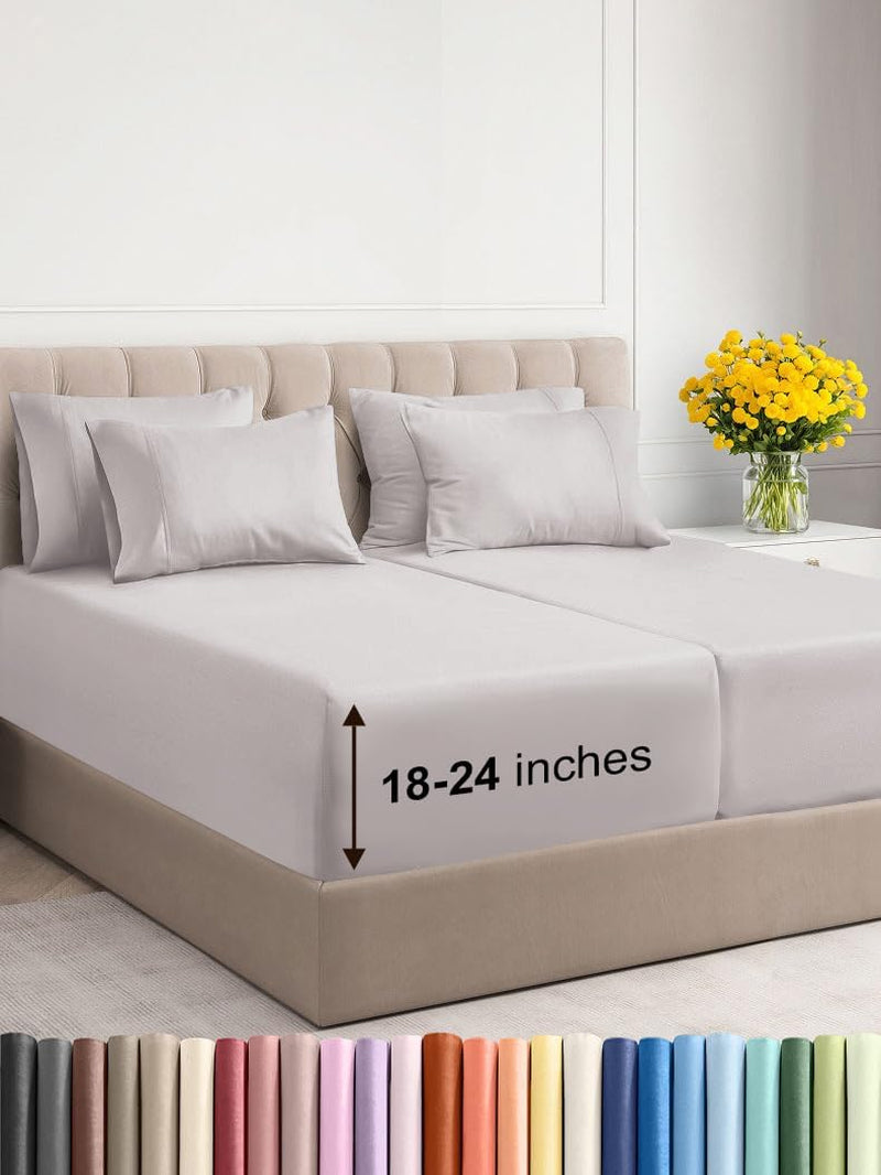 Premium 6-Piece King Sheet Set – Extra Deep Pockets, Cooling Comfort & Wrinkle-Free Softness