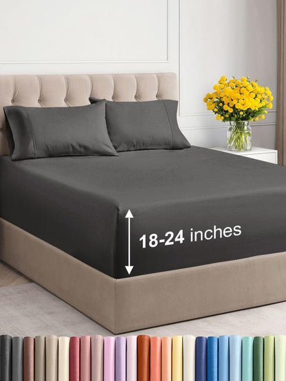 Premium 6-Piece King Sheet Set – Extra Deep Pockets, Cooling Comfort & Wrinkle-Free Softness