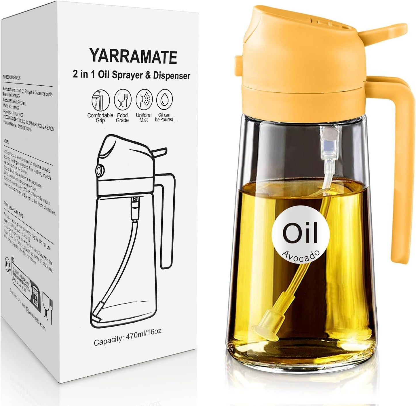 16oz Glass Olive Oil Sprayer & Dispenser