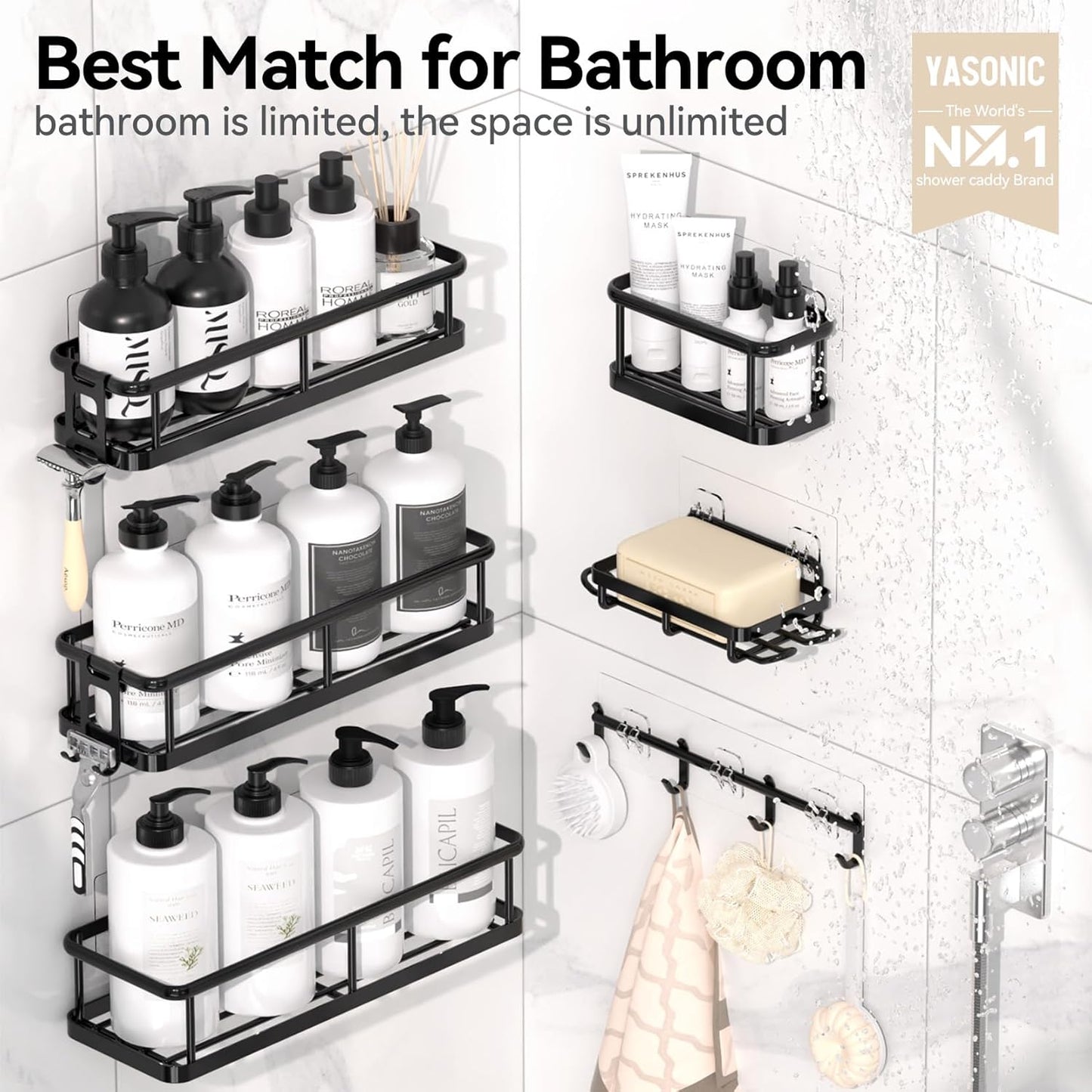 Rustproof Shower Caddy Set – 6 Pack