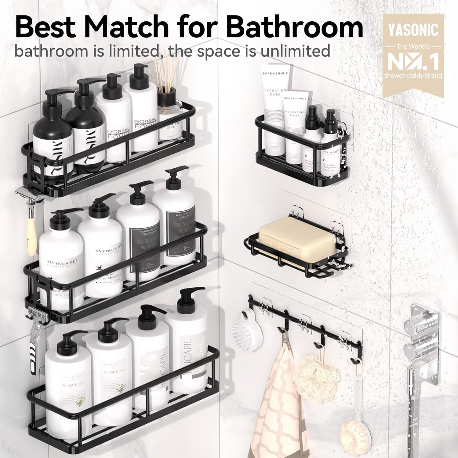 Rustproof Shower Caddy Set – 6 Pack